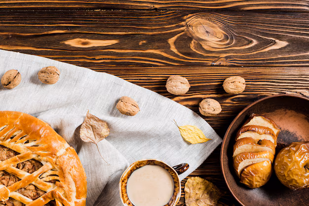 Home walnuts-leaves-near-drink-desserts_23-2147885859